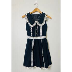 Women's Sleeveless Dress Lolita School Grl Gothic Wednesday Addams Size Small